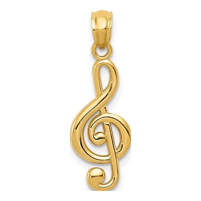 14K Yellow Gold Treble Clef for Musicians Pendant