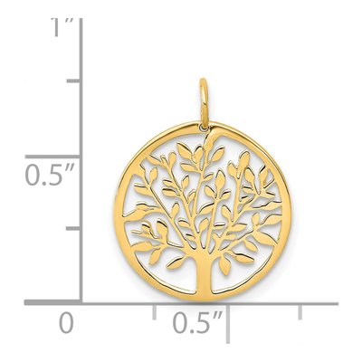 14K Yellow Gold Round Tree Pendant – view 4