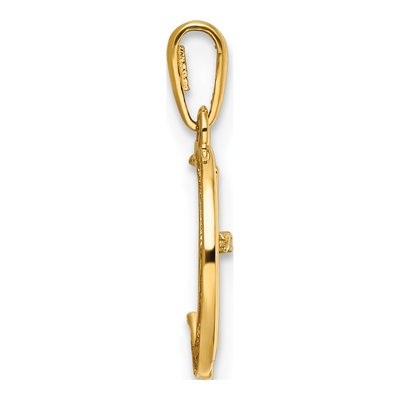 14K Yellow Gold CZ Childrens Cat Moon Pendant – view 3