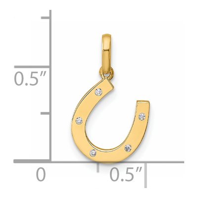 14K Yellow Gold CZ Horseshoe for Kids Pendant – view 4