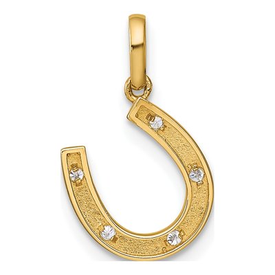 14K Yellow Gold CZ Horseshoe for Kids Pendant – view 5