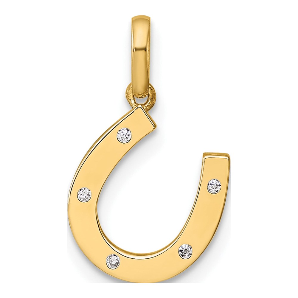 14K Yellow Gold CZ Horseshoe for Kids Pendant
