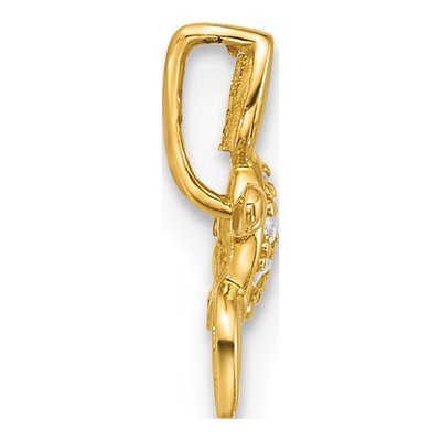 14K Yellow Gold CZ Children's Sea Turtle Slide Pendant – view 3