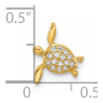 14K Yellow Gold CZ Children's Sea Turtle Slide Pendant – view 4