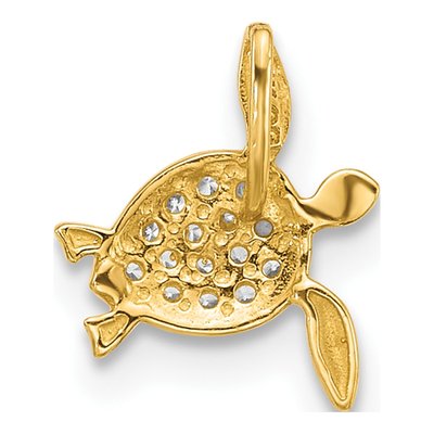 14K Yellow Gold CZ Children's Sea Turtle Slide Pendant – view 5