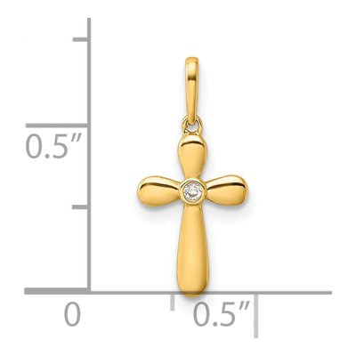14K Yellow Gold CZ Cross for Kids Pendant – view 4
