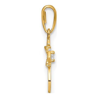 14K Yellow Gold CZ Cross for Kids Pendant – view 3