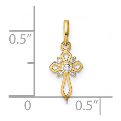14K Yellow Gold CZ Cross for Kids Pendant – view 4