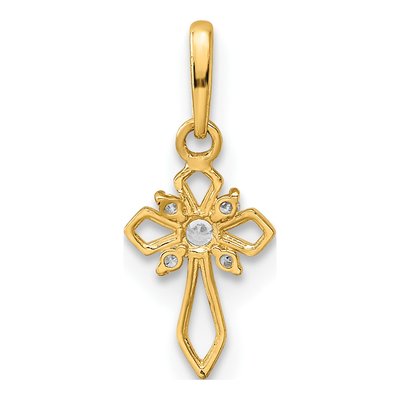 14K Yellow Gold CZ Cross for Kids Pendant – view 5