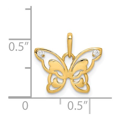 14K Yellow Gold CZ Butterfly Pendant – view 4