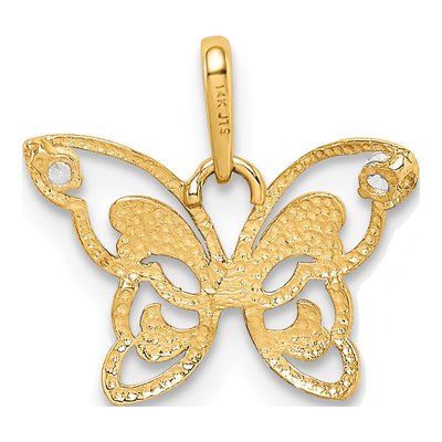 14K Yellow Gold CZ Butterfly Pendant – view 5