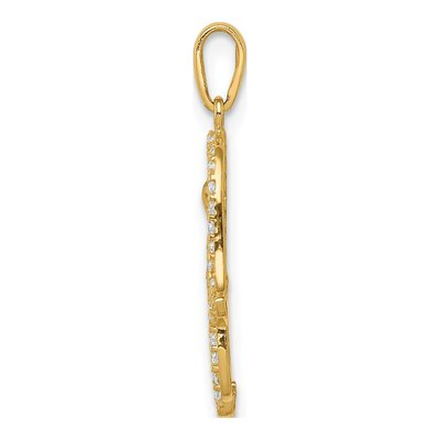 14K Yellow Gold CZ Hamsa Pendant – view 3