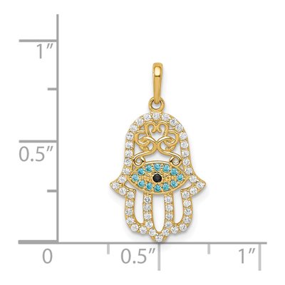 14K Yellow Gold CZ Hamsa Pendant – view 4