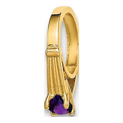 14K Yellow Gold CZ February Birthstone Charm