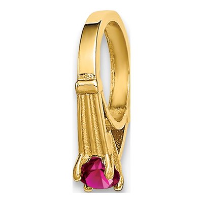 14K Yellow Gold CZ 3D July Birthstone Charm