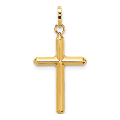 14K Yellow Gold Hollow Latin Cross Charm