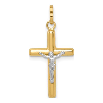 14K Yellow Gold Hollow Crucifix Charm