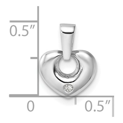 14K White Gold CZ 3D Heart Pendant – view 4