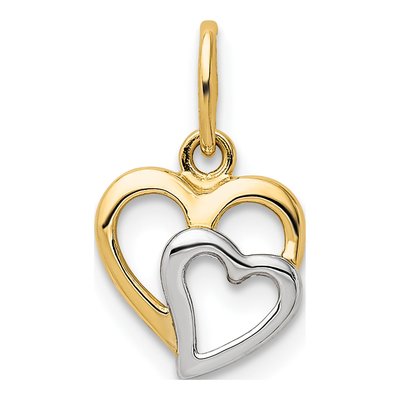14K Yellow Gold Hearts Pendant