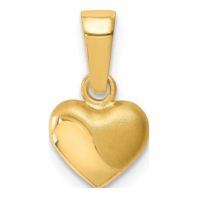 14K Yellow Gold 3D Puffed Heart Pendant