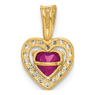 14K Yellow Gold CZ Halo Heart Pendant – view 5