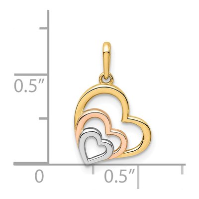 14K Yellow Gold 3-Hearts Pendant – view 5