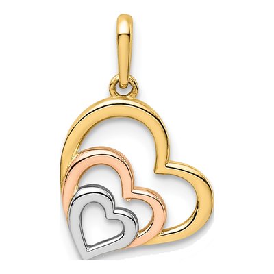 14K Yellow Gold 3-Hearts Pendant