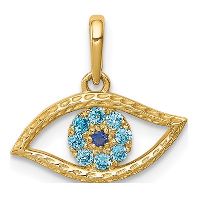 14K Yellow Gold CZ Eye Pendant