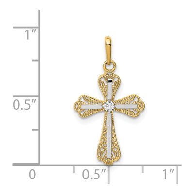 14K Yellow Gold CZ Cross Pendant – view 4