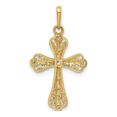 14K Yellow Gold CZ Cross Pendant – view 5