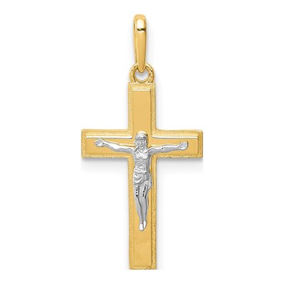 14K Two-Tone Gold Crucifix Pendant