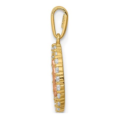 14K Two-Tone Gold CZ Our of Guadalupe Pendant – view 3