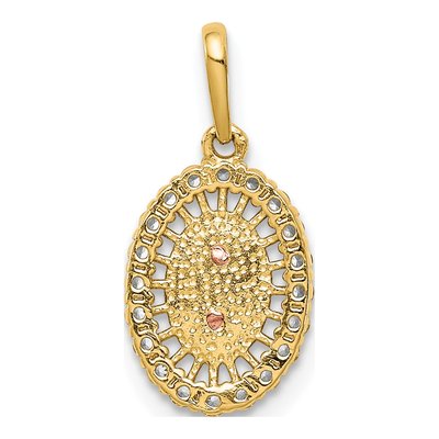 14K Two-Tone Gold CZ Our of Guadalupe Pendant – view 5