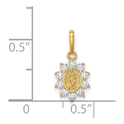 14K Yellow Gold CZ Our of Guadalupe Pendant – view 5