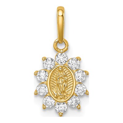 14K Yellow Gold CZ Our of Guadalupe Pendant