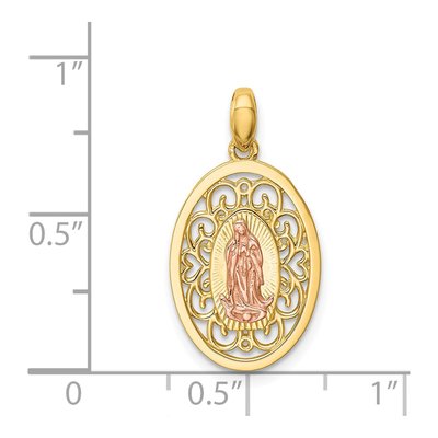 14K Two-Tone Gold CZ Our of Guadalupe Pendant – view 4