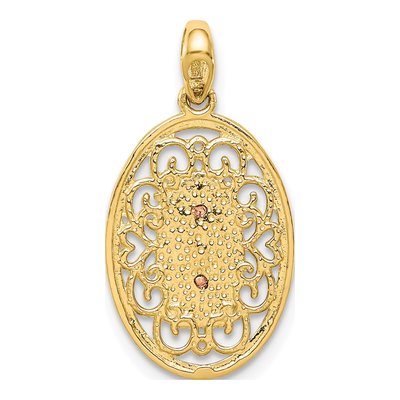 14K Two-Tone Gold CZ Our of Guadalupe Pendant – view 5