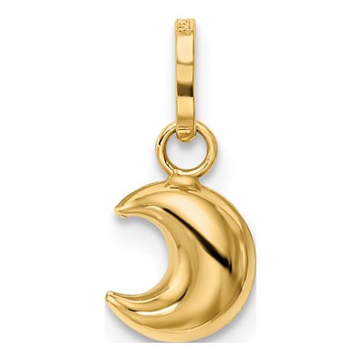 14K Yellow Gold Puffed Moon Pendant – view 4