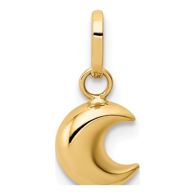 14K Yellow Gold Puffed Moon Pendant
