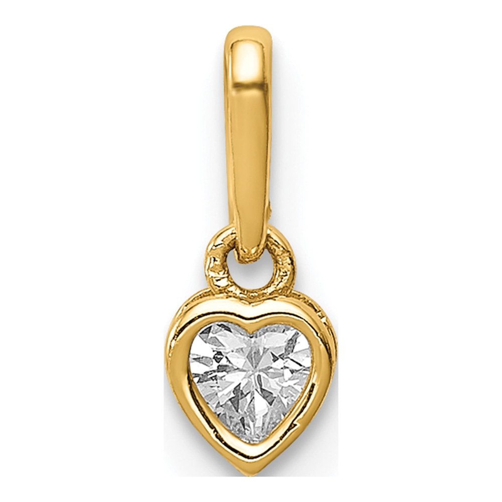 14K Yellow Gold CZ Bezel Heart Pendant