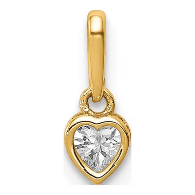 14K Yellow Gold CZ Bezel Heart Pendant