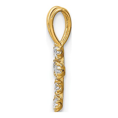 14K Yellow Gold Tiny CZ Cross Pendant – view 3