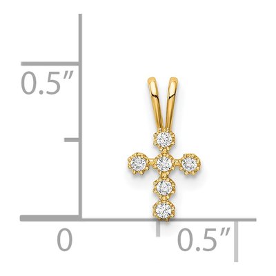 14K Yellow Gold Tiny CZ Cross Pendant – view 4