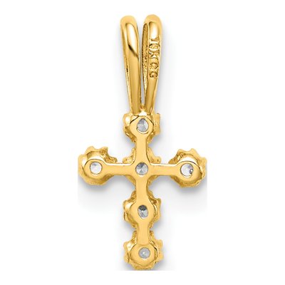 14K Yellow Gold Tiny CZ Cross Pendant – view 5