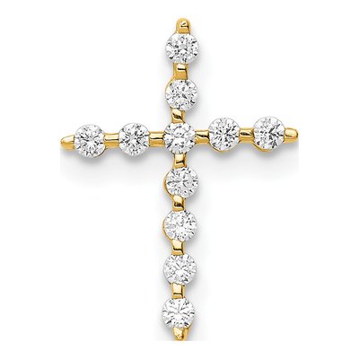 14K Yellow Gold CZ Cross Slide Pendant