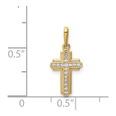 14K Yellow Gold Cross CZ for Kids Pendant – view 4