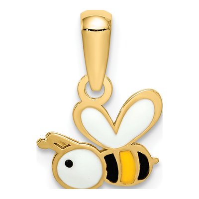 14K Yellow Gold Enamel Bumble Bee Pendant