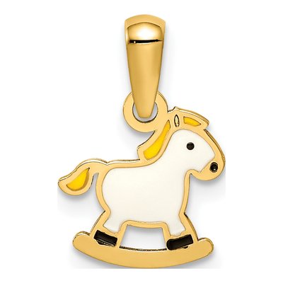 14K Yellow Gold Enamel Rocking Horse Pendant