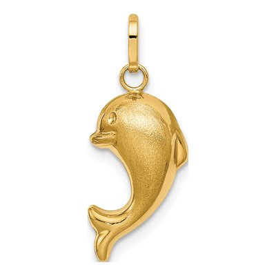 14K Yellow Gold Hollow Fish Pendant