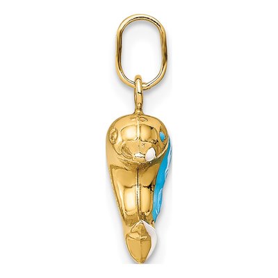 14K Yellow Gold Blue Enamel Dolphin Charm – view 3